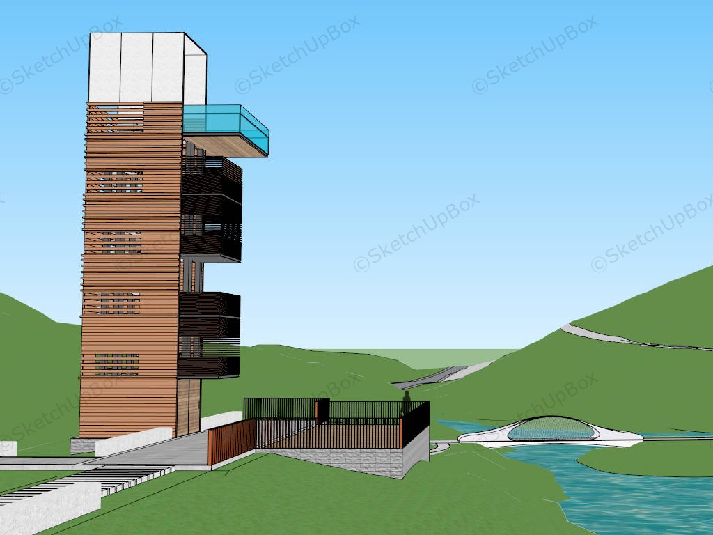 Mountain Observation Deck Viewing Tower sketchup model preview - SketchupBox