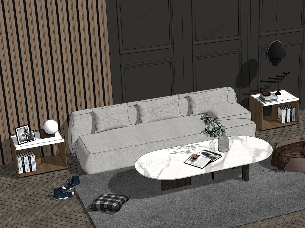 Living Rooms With Accent Wall sketchup model preview - SketchupBox
