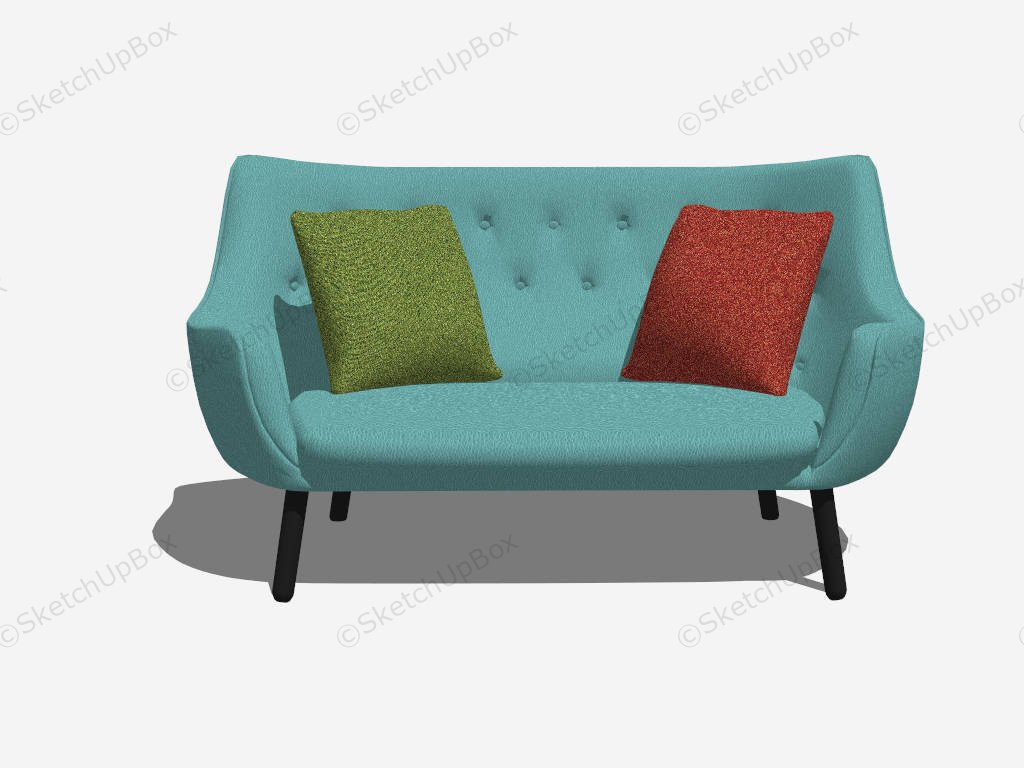 Light Blue Fabric Loveseat sketchup model preview - SketchupBox