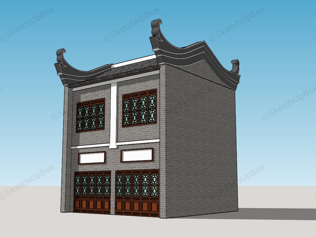 Hui Style Residential Building sketchup model preview - SketchupBox