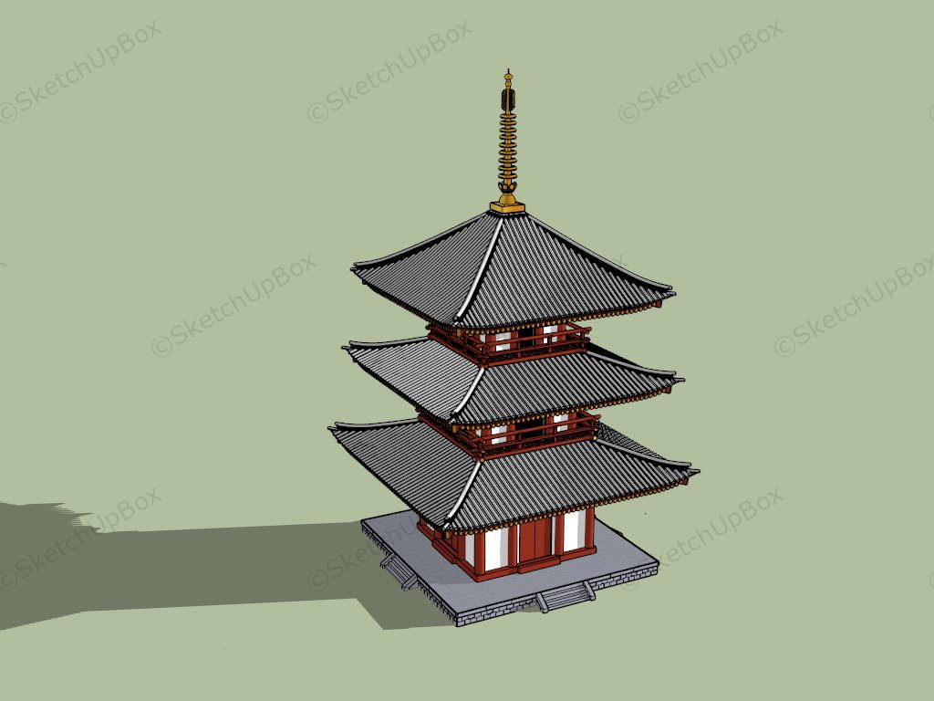 Japanese Pagoda Tower sketchup model preview - SketchupBox