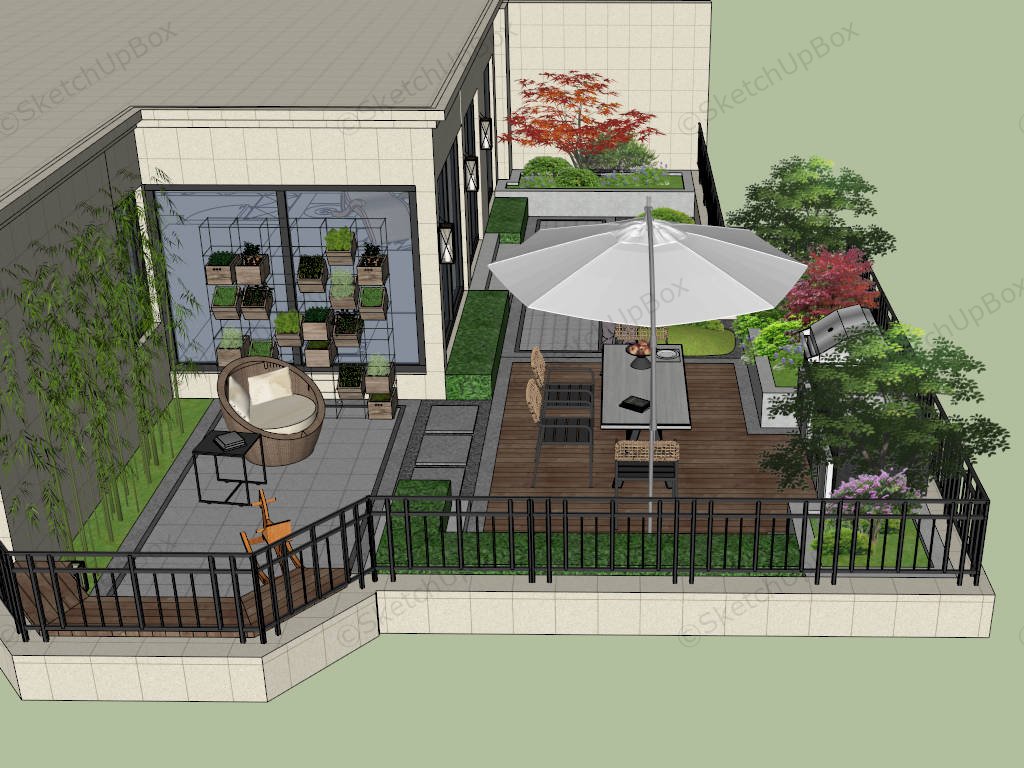BackYard Patio Design Ideas sketchup model preview - SketchupBox