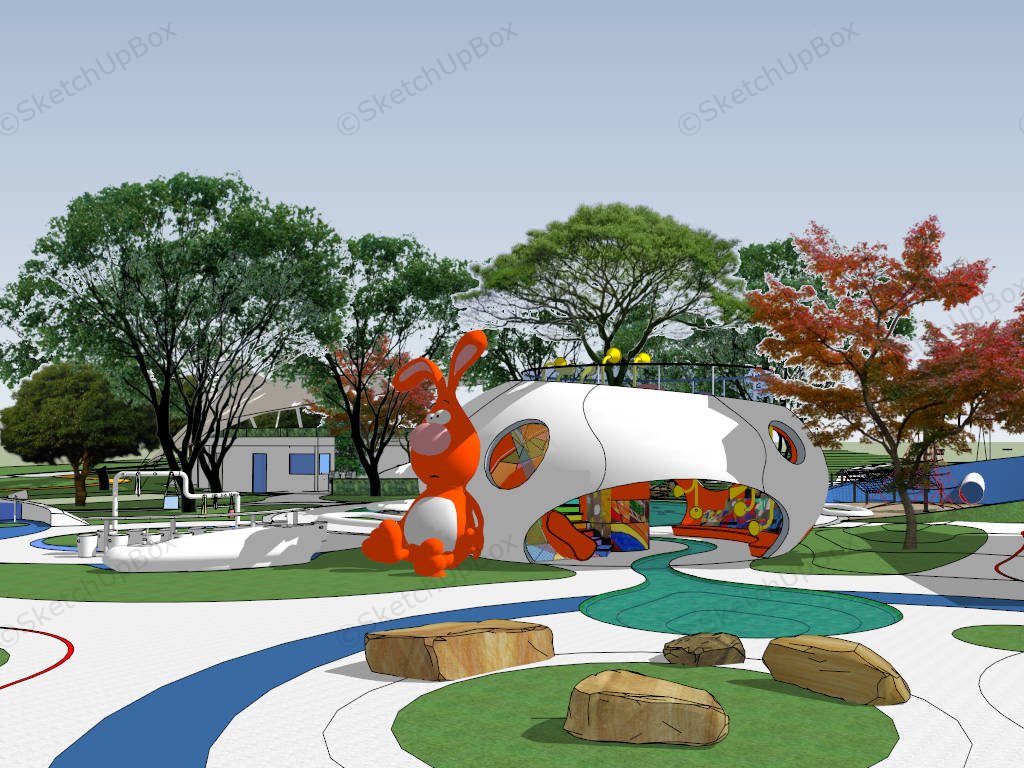 Children Playground With Swim Pool sketchup model preview - SketchupBox