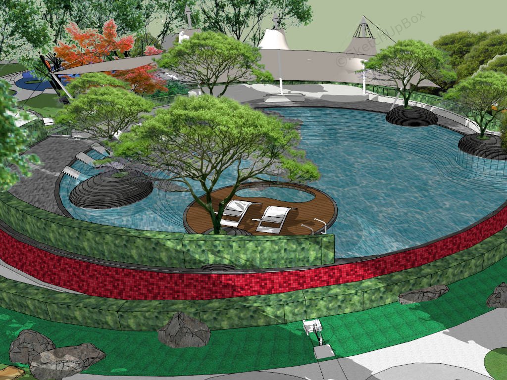 Children Playground With Swim Pool sketchup model preview - SketchupBox