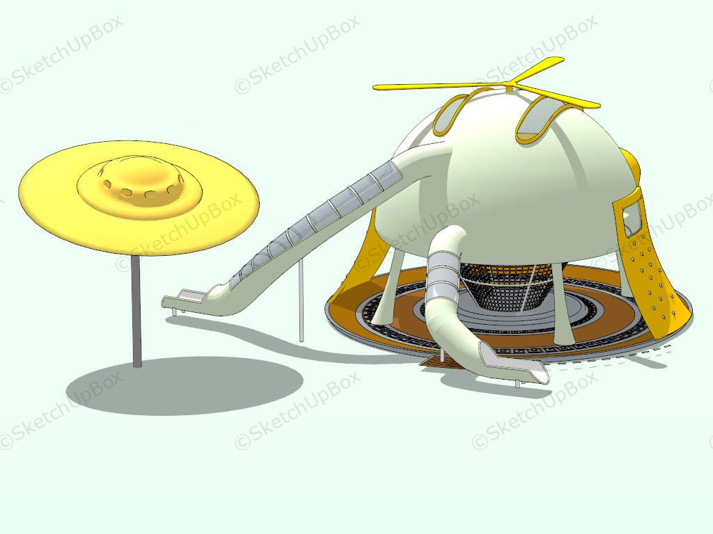 Alien Spaceship UFO Outdoor Playground sketchup model preview - SketchupBox