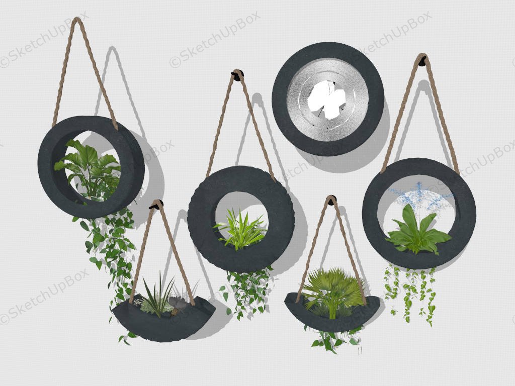 Wall Hanging Tire Planters sketchup model preview - SketchupBox