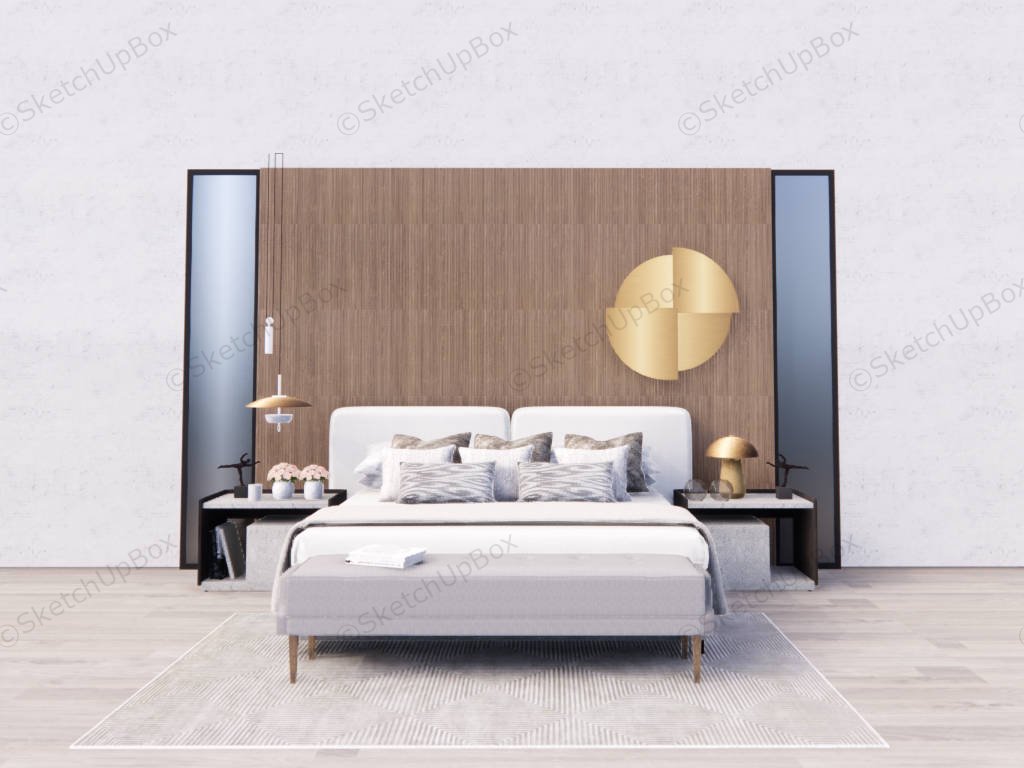 Modern Platform Bed With Headboard sketchup model preview - SketchupBox