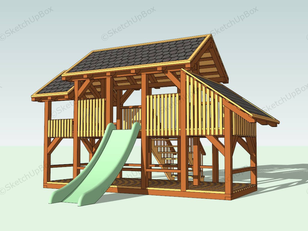 Backyard Playhouse With Slide sketchup model preview - SketchupBox