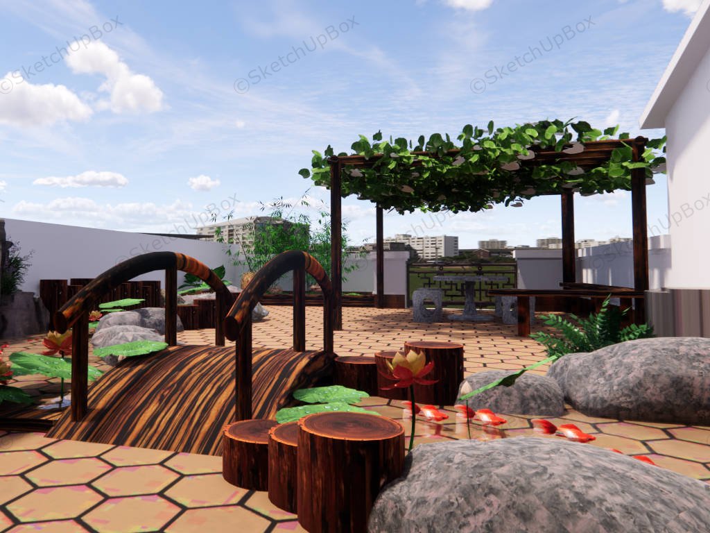 Small Rooftop Garden Design sketchup model preview - SketchupBox