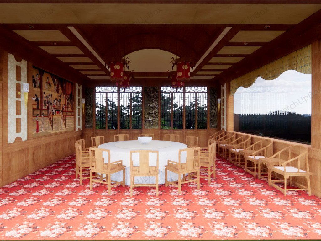 Chinese Restaurant Banquet Hall sketchup model preview - SketchupBox