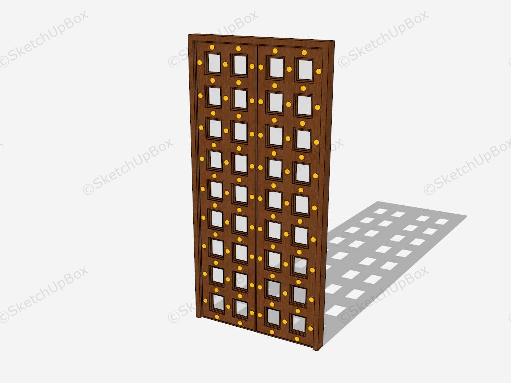 Grid Wooden Door sketchup model preview - SketchupBox