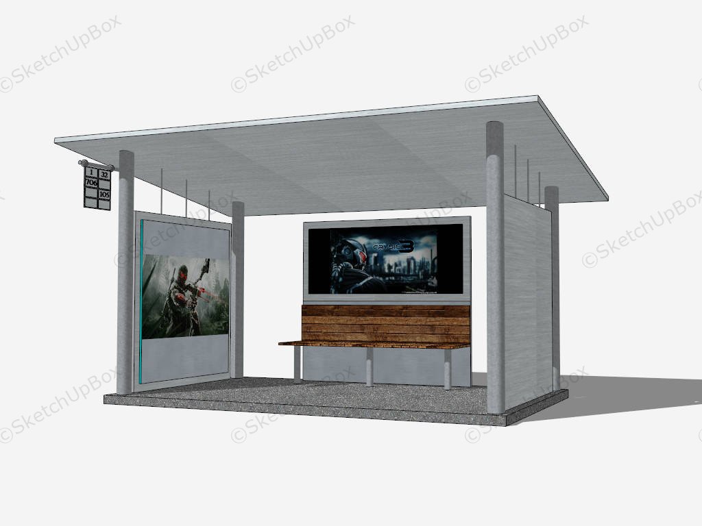 Bus Stop Shelter Plan sketchup model preview - SketchupBox