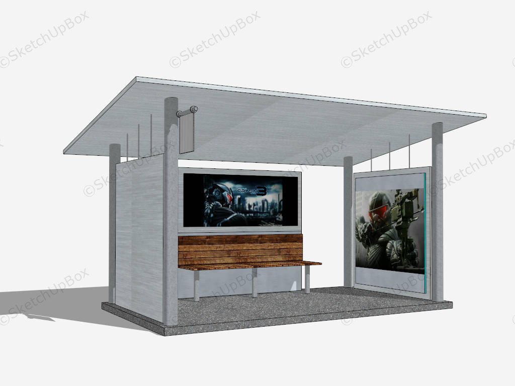 Bus Stop Shelter Plan sketchup model preview - SketchupBox
