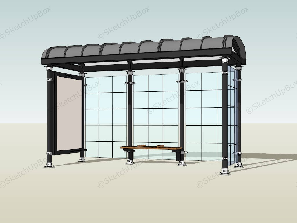 Vintage Bus Stop Shelter Design sketchup model preview - SketchupBox