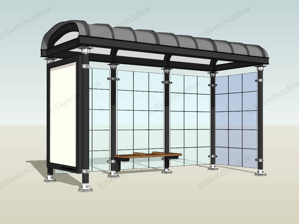 Vintage Bus Stop Shelter Design sketchup model preview - SketchupBox