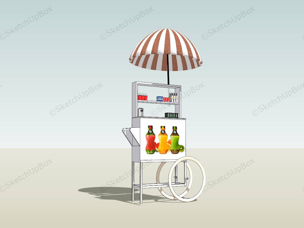 Beverage Vending Cart With Umbrella sketchup model preview - SketchupBox