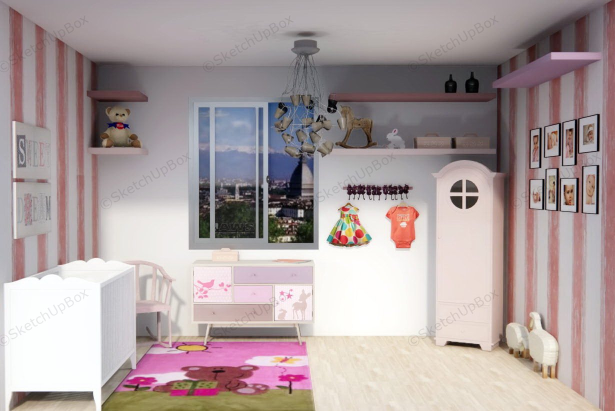 Baby Girl Nursery Decor Idea sketchup model preview - SketchupBox