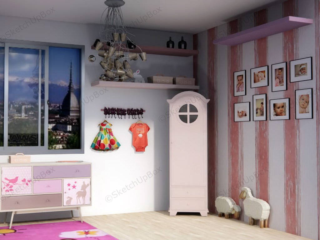 Baby Girl Nursery Decor Idea sketchup model preview - SketchupBox