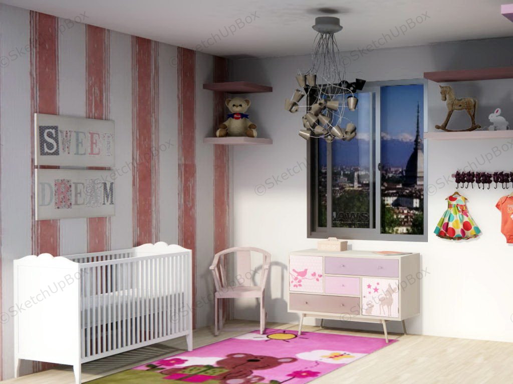 Baby Girl Nursery Decor Idea sketchup model preview - SketchupBox