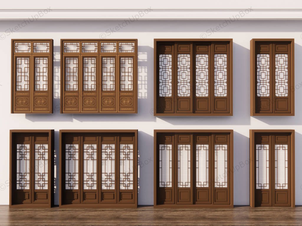 Chinese Lattice Panel Collection sketchup model preview - SketchupBox