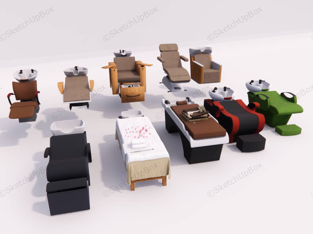 Shampoo Bowl & Massage Chair Collection sketchup model preview - SketchupBox