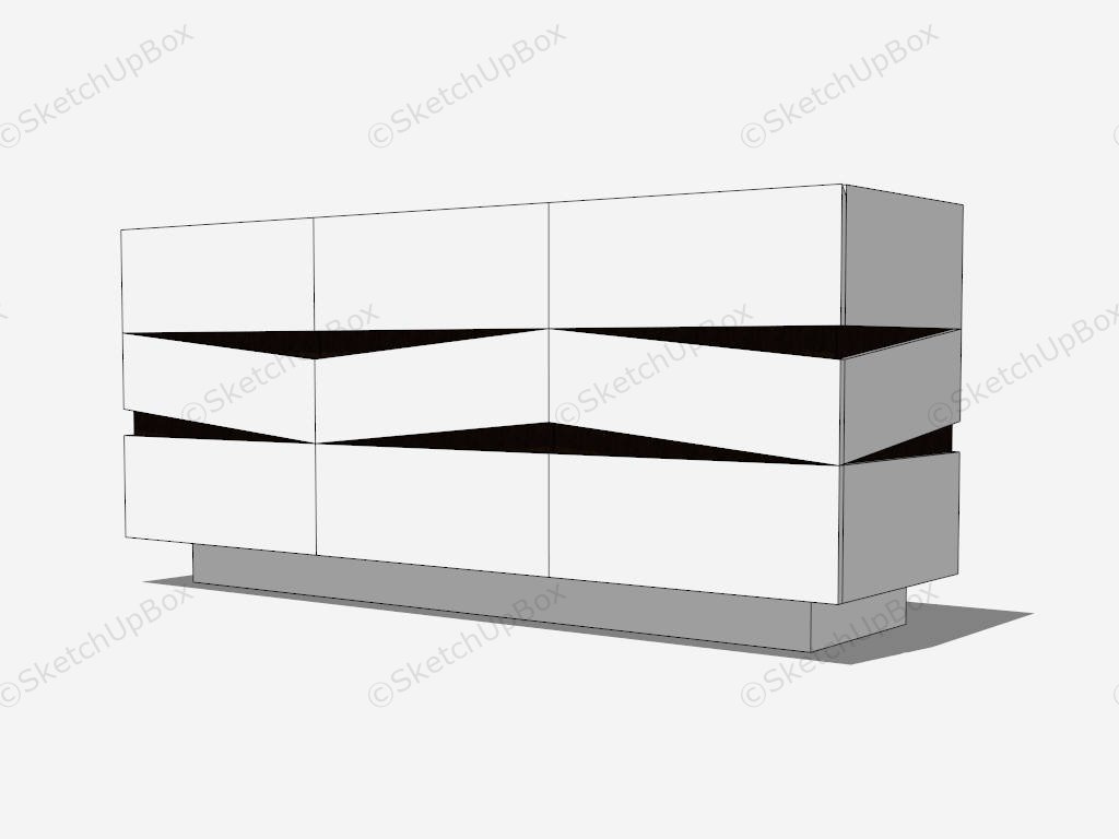 Modern White Dresser No Handles sketchup model preview - SketchupBox