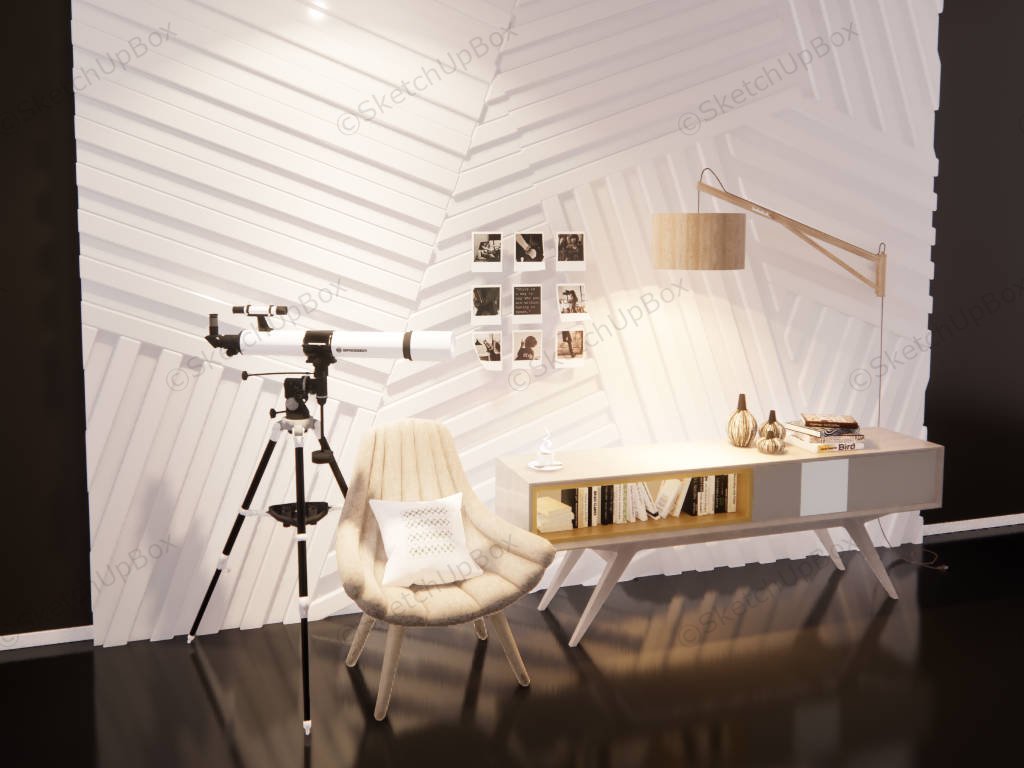 White Accent Wall Design Idea sketchup model preview - SketchupBox