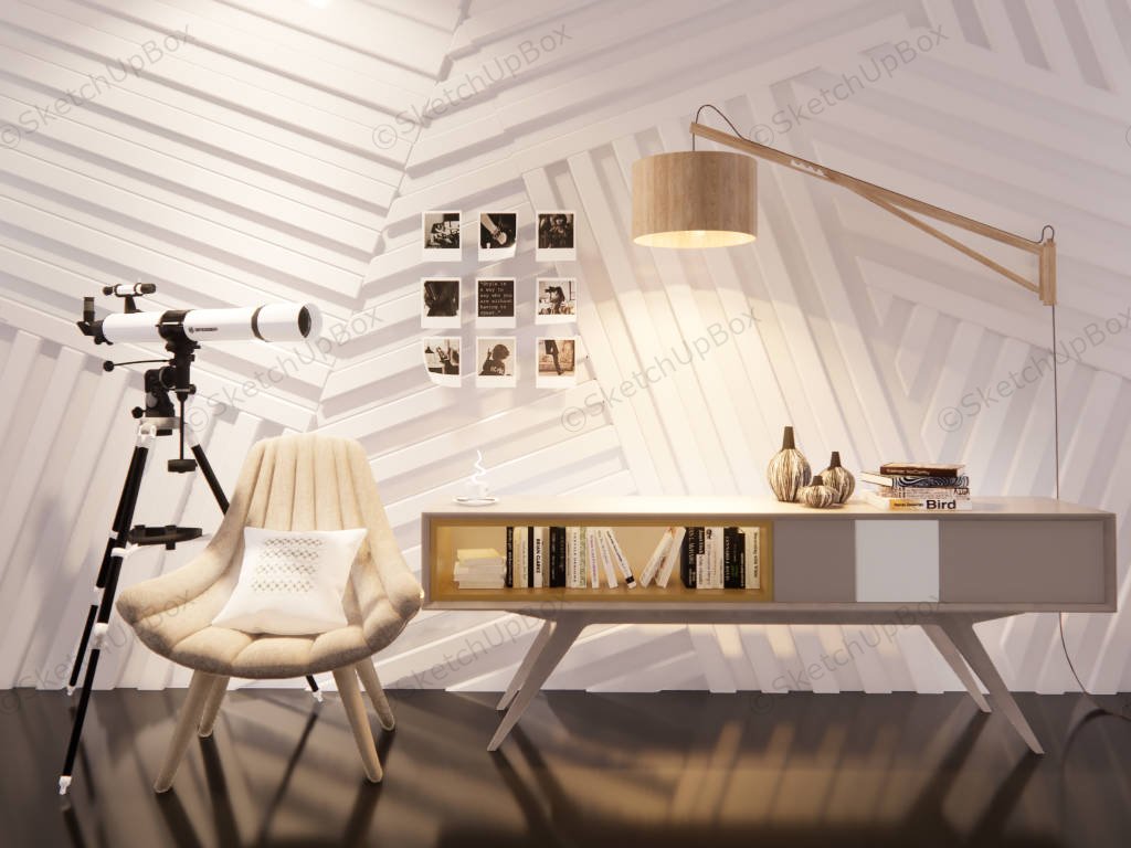 White Accent Wall Design Idea sketchup model preview - SketchupBox