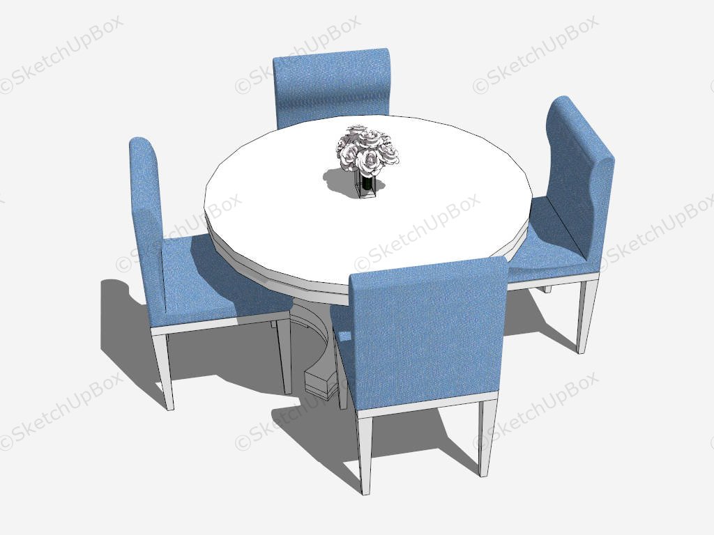 Round Dining Table Set sketchup model preview - SketchupBox