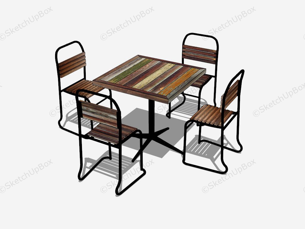 5 Piece Industrial Retro Dining Set sketchup model preview - SketchupBox