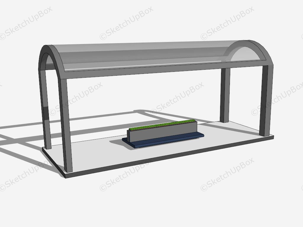 Curved Modern Bus Shelter sketchup model preview - SketchupBox