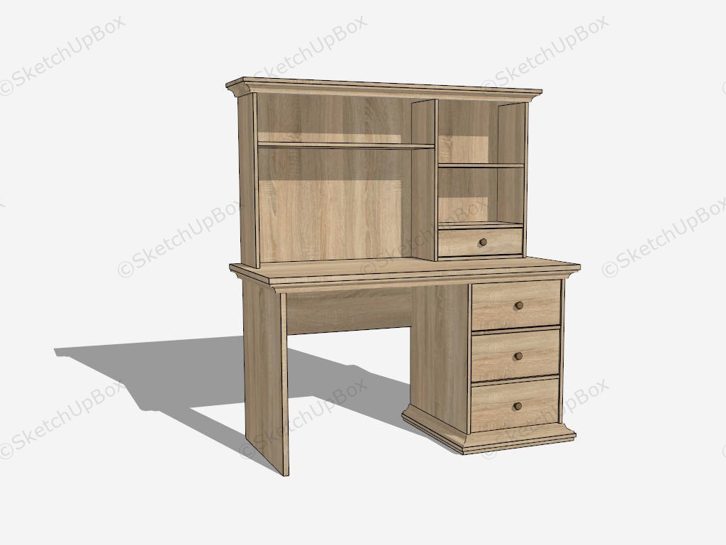 Home Office Desk With Hutch sketchup model preview - SketchupBox