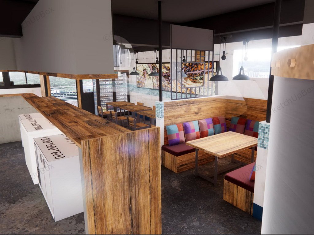 Japanese Cafe & Bar Interior Design sketchup model preview - SketchupBox