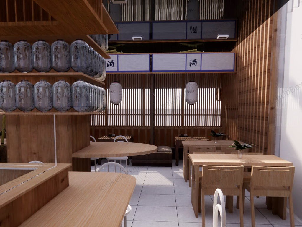 Japanese Restaurant Interior Design sketchup model preview - SketchupBox