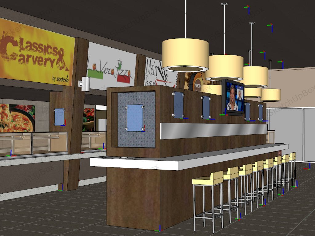 Modern School Canteen Design sketchup model preview - SketchupBox