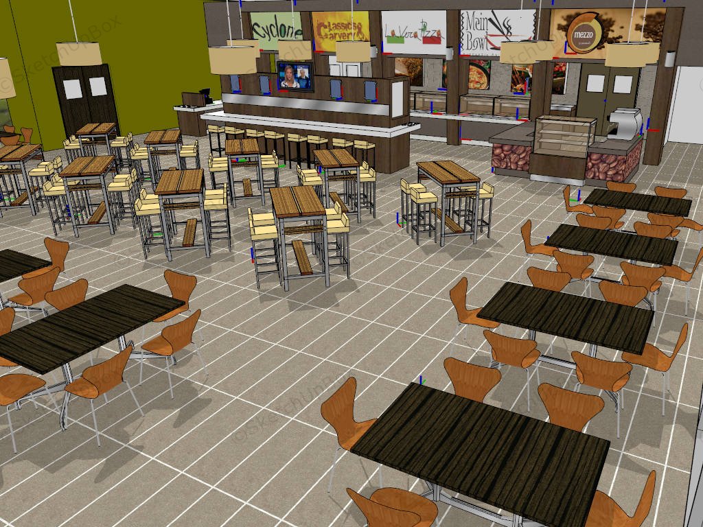Modern School Canteen Design sketchup model preview - SketchupBox