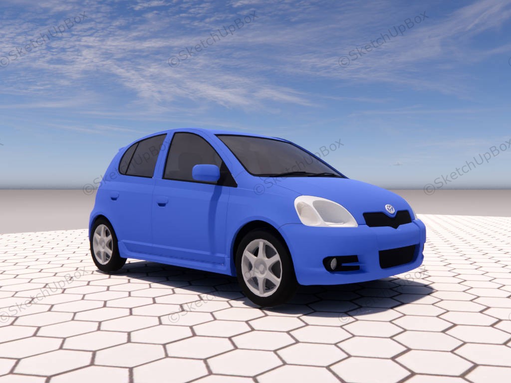 Blue Toyota Yaris Hatchback sketchup model preview - SketchupBox