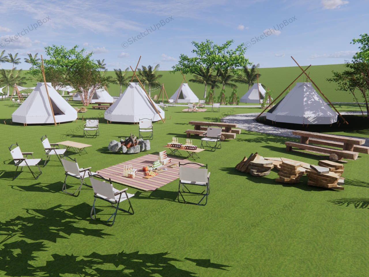 Family Campground Design Idea sketchup model preview - SketchupBox