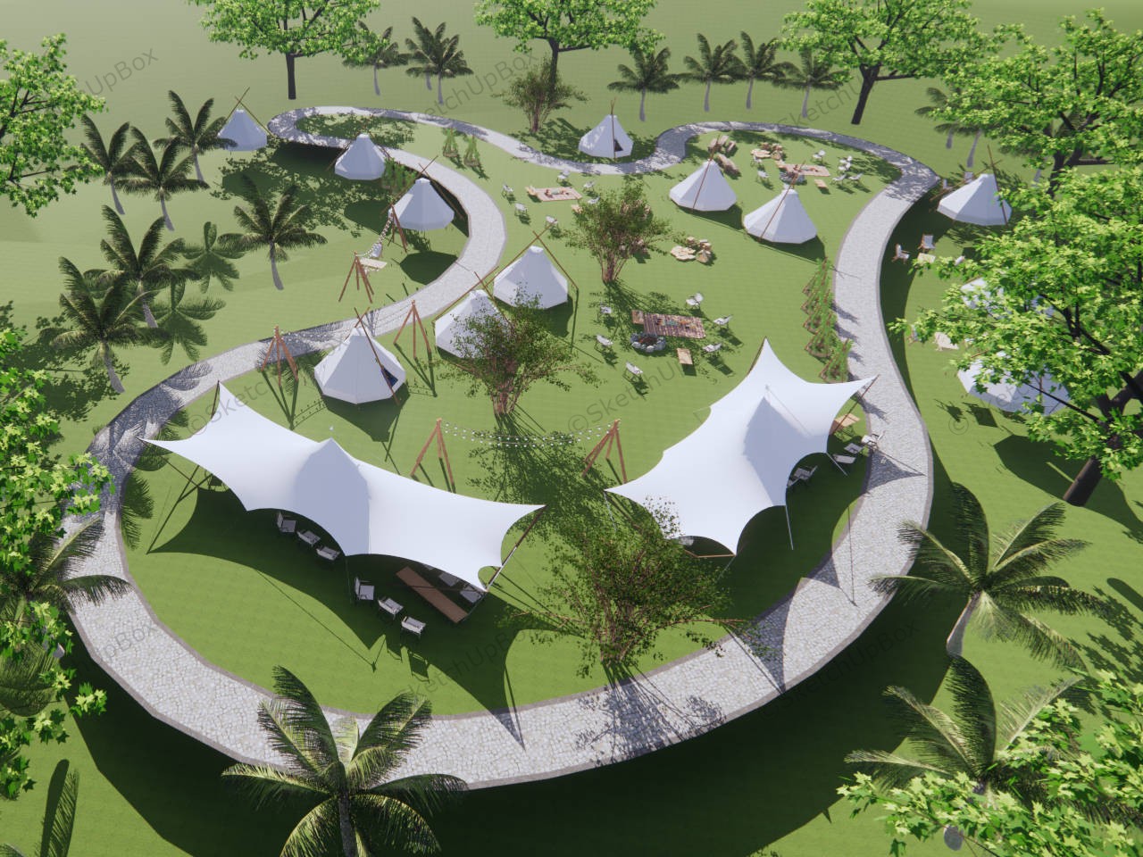 Family Campground Design Idea sketchup model preview - SketchupBox