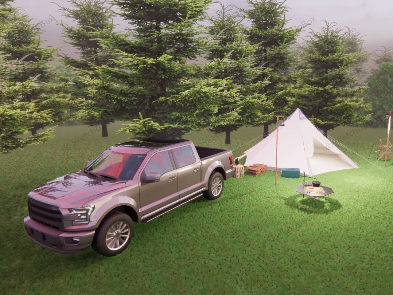 Family Campsite Decorating Idea sketchup model preview - SketchupBox