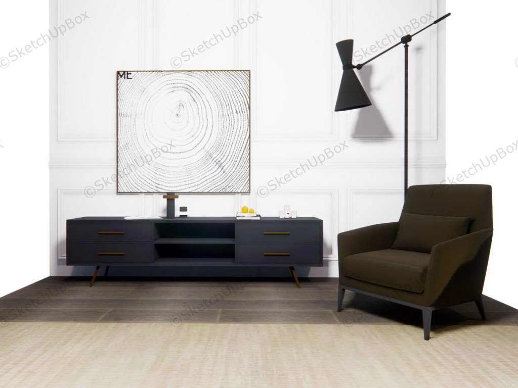 White Accent Wall Decor For Living Room sketchup model preview - SketchupBox