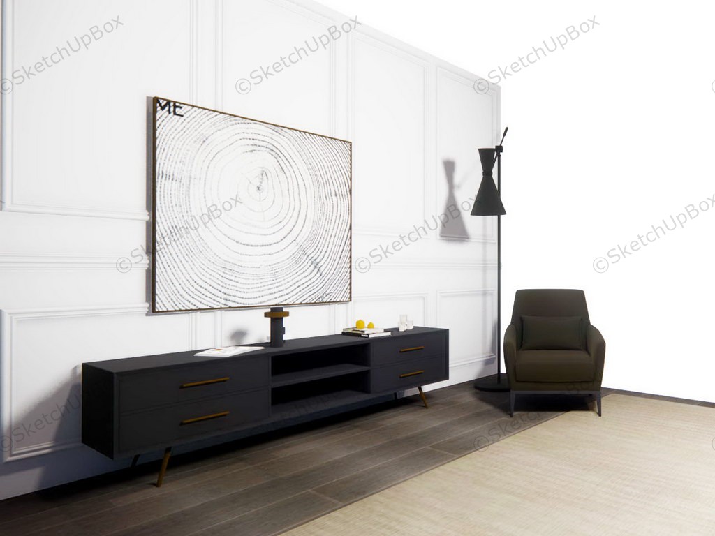 White Accent Wall Decor For Living Room sketchup model preview - SketchupBox
