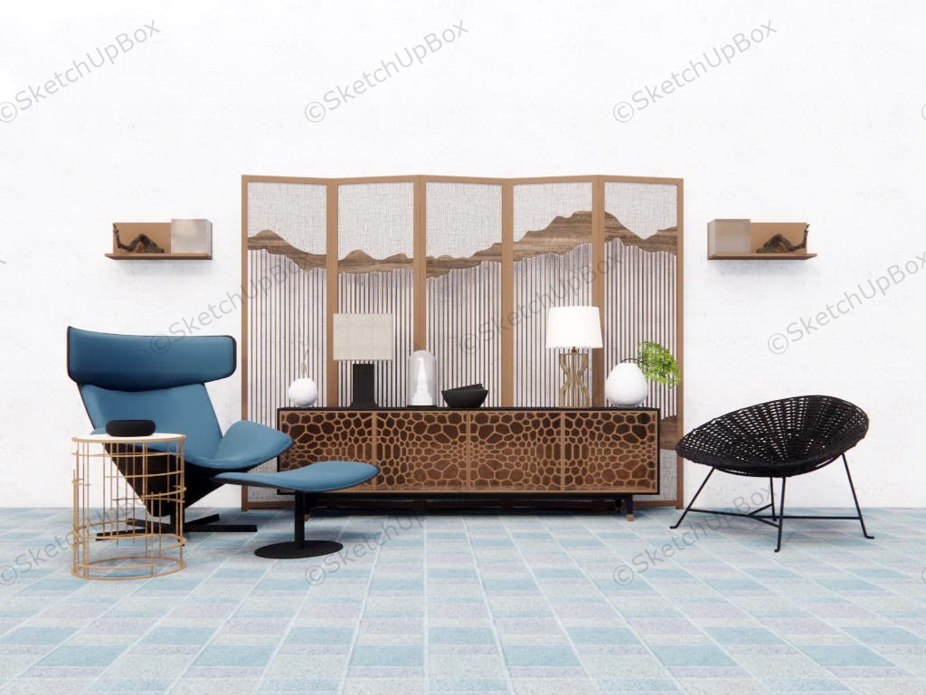 Asian Home Accent Wall Ideas sketchup model preview - SketchupBox