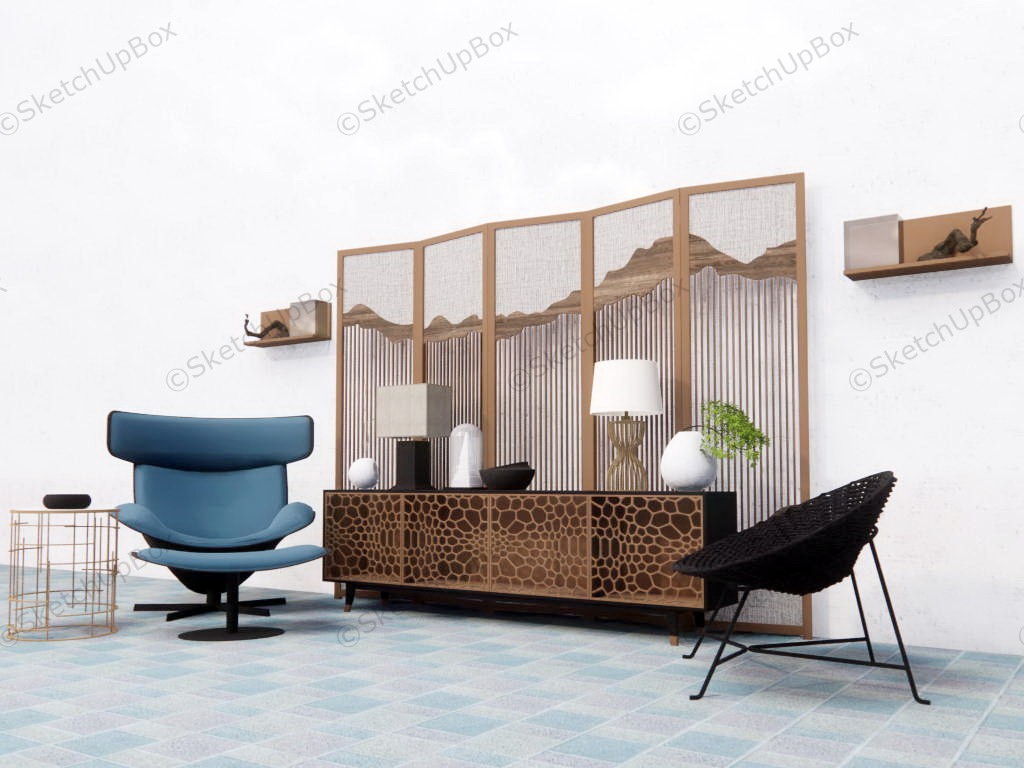 Asian Home Accent Wall Ideas sketchup model preview - SketchupBox