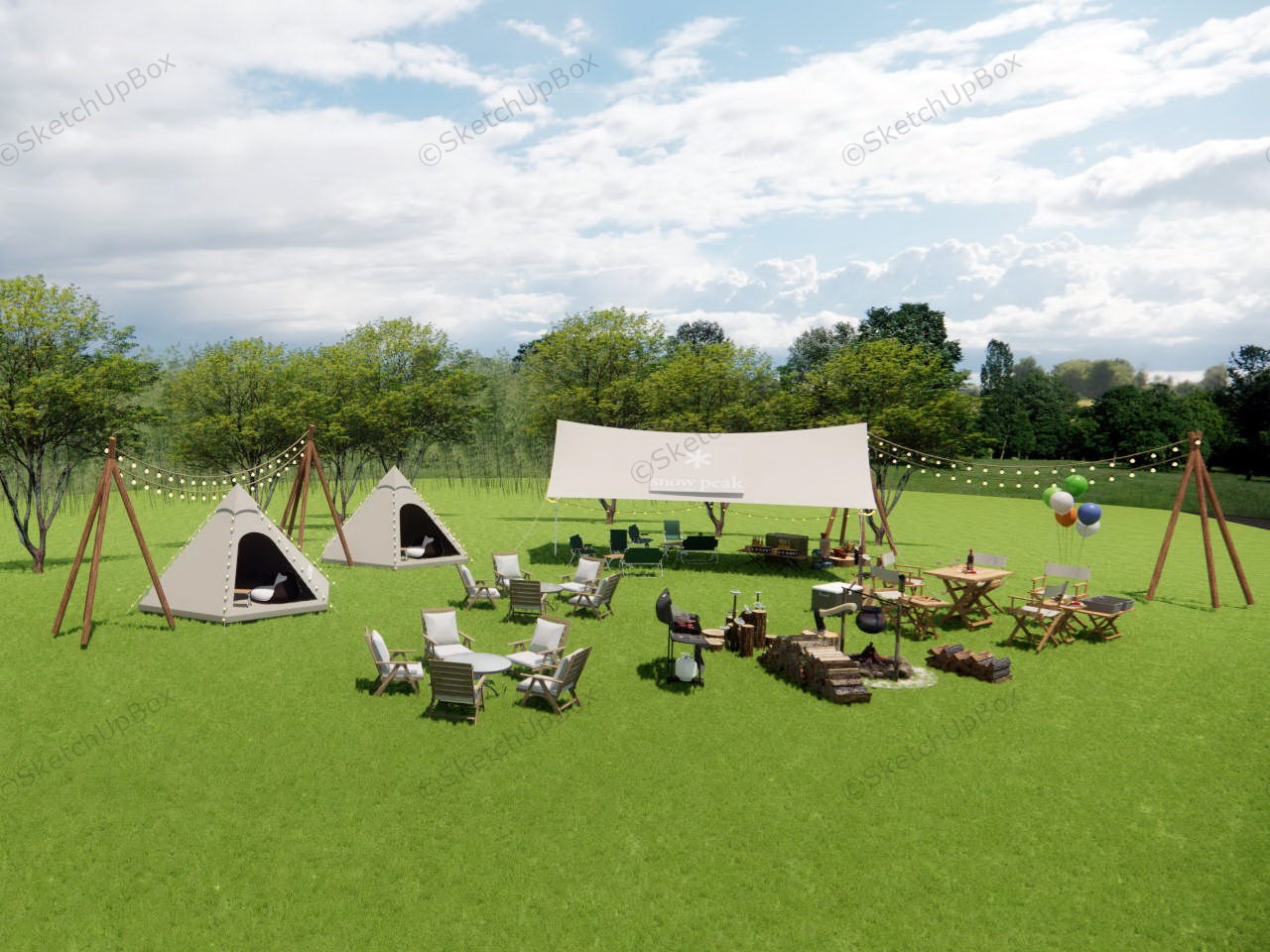 Snow Peak Campground sketchup model preview - SketchupBox