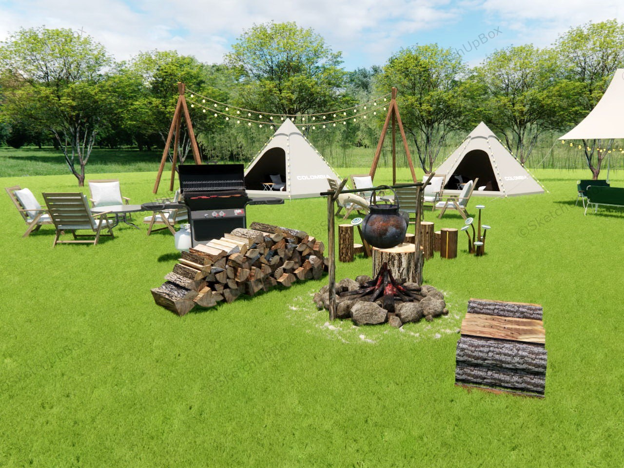 Snow Peak Campground sketchup model preview - SketchupBox
