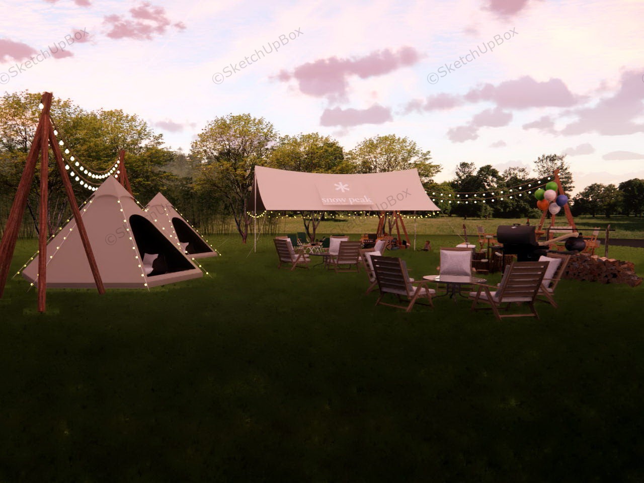 Snow Peak Campground sketchup model preview - SketchupBox