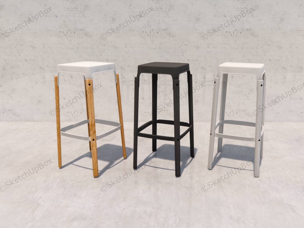 Minimalist Bar Stool Set sketchup model preview - SketchupBox