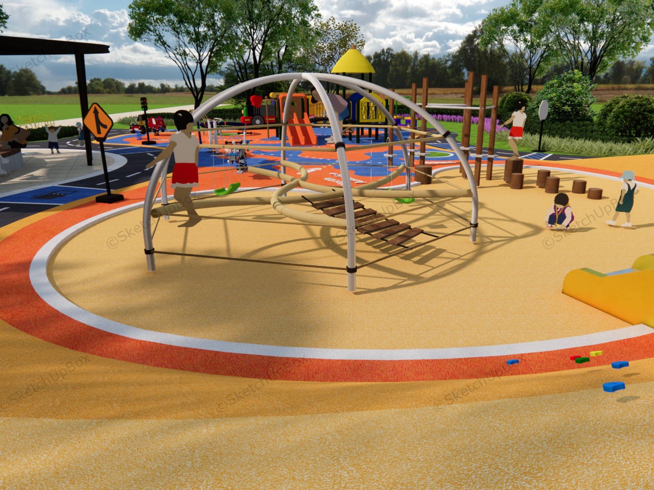 Racing Car Theme Park Adventure Playground sketchup model preview - SketchupBox