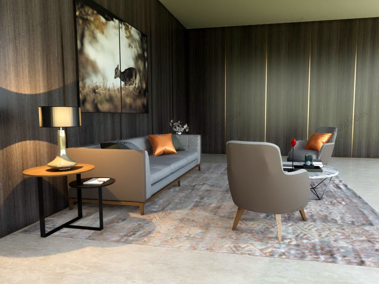 Living Room Design With Accent Wall sketchup model preview - SketchupBox